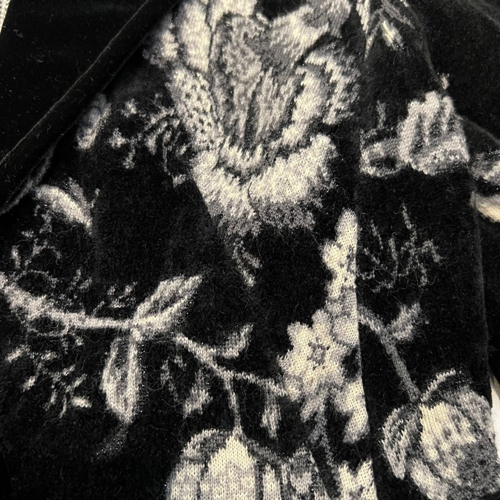 Fuzzi Artsy Evening Italian Luxe Velvet Floral Blazer Virgin Wool Viscose Size M - Picture 10 of 11